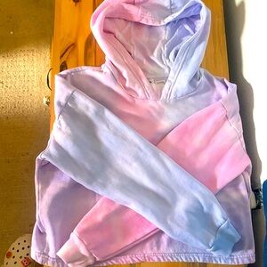 Beautiful tie dye pink and purple  cropped hoodie great condition size l fits m